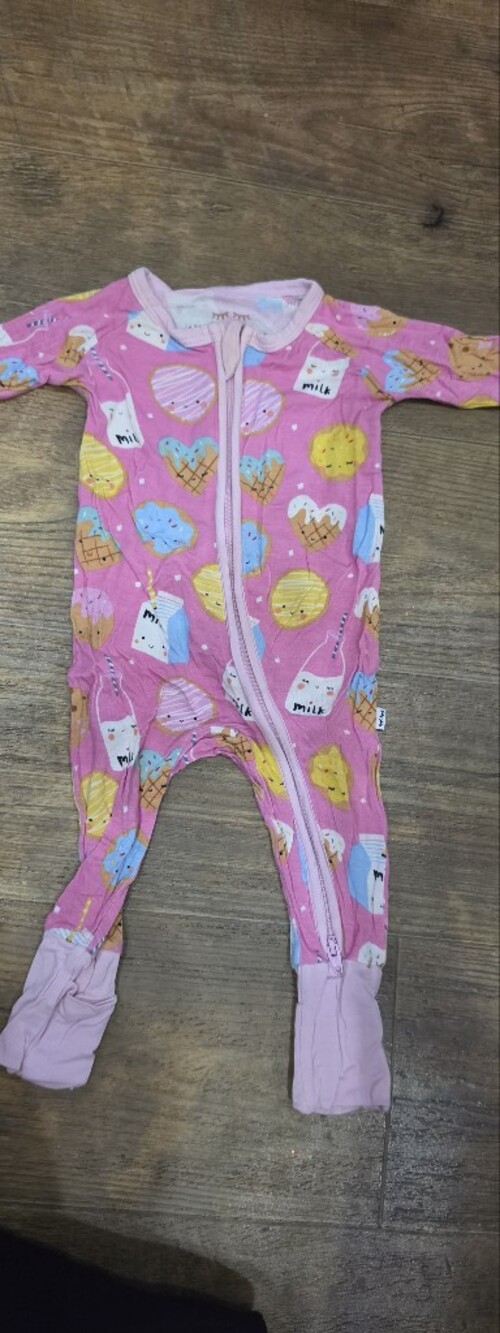 Little Sleepies Pink Ice Cream & Snack Zip Front One-Piece